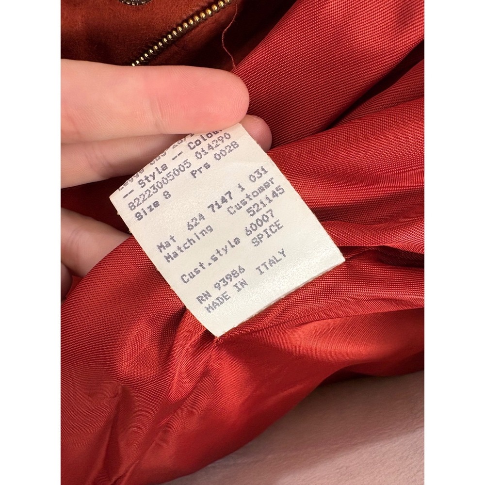 Y2K Vintage Adrienne's Vittadini Orange Suede Jacket Size 8 Made In Italy Chic - Picture 7 of 9
